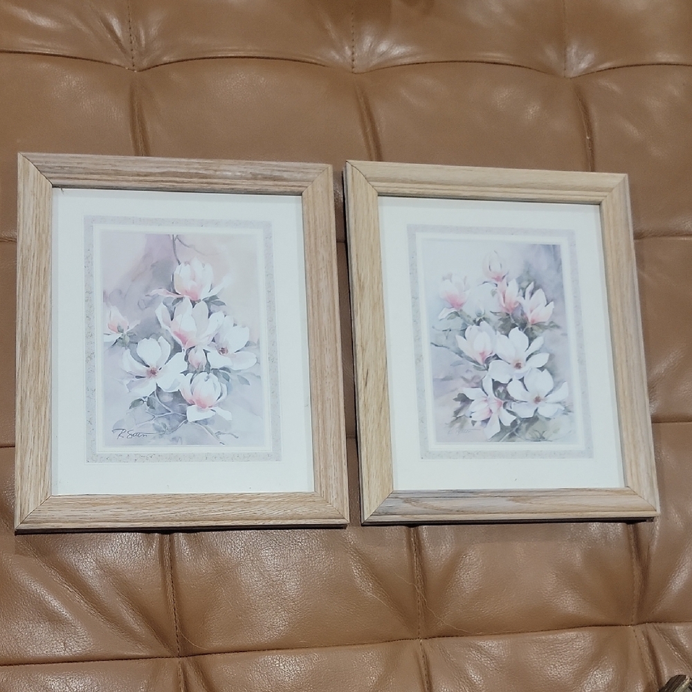 Floral Art Prints in Wooden Frames